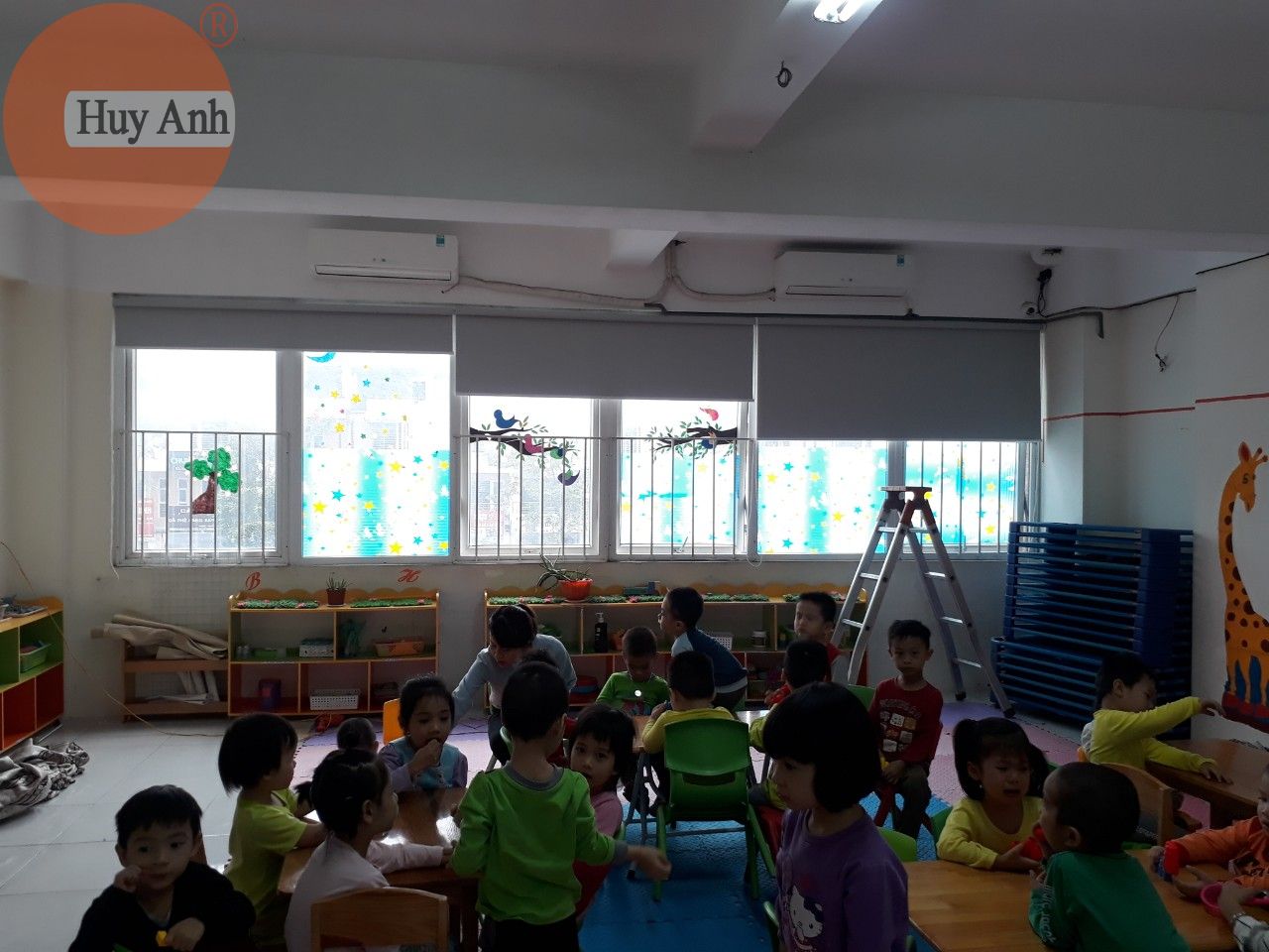 rèm che nắng lớp học trường mầm non sao mai mỗ lao hà đông